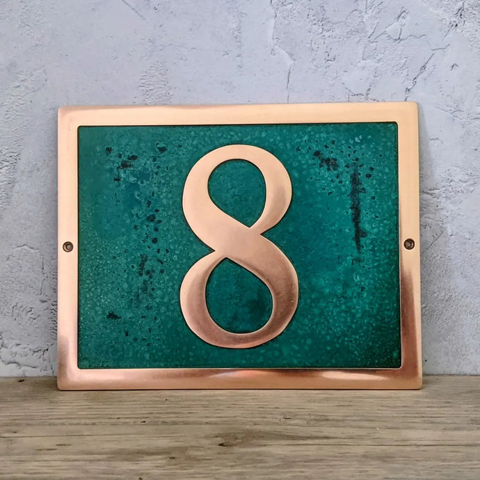 Recent Work: Solid Bronze House Number Plaque with Patina Background