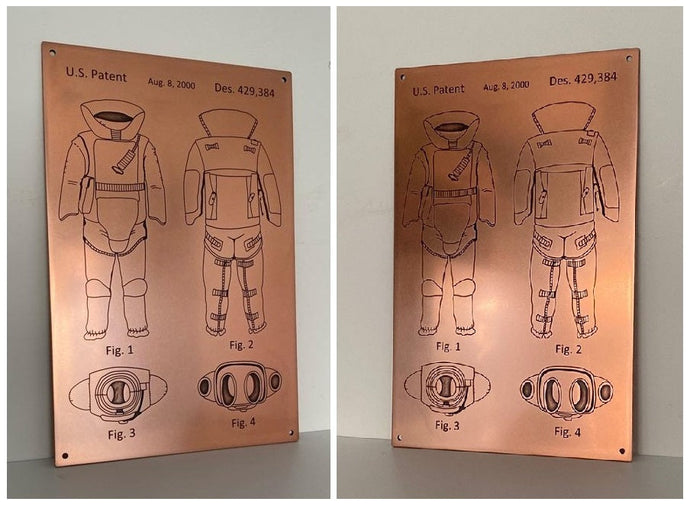 Technical Drawings Etched into Metal