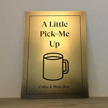 Custom aged brass signage - antique brass metal business plaque with engraved border