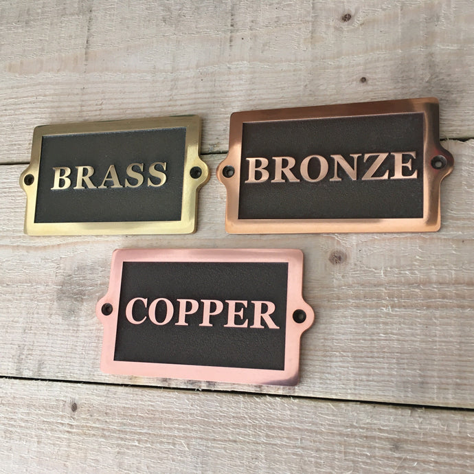 Embossed Metal Plaques in Brass, Copper, and Bronze