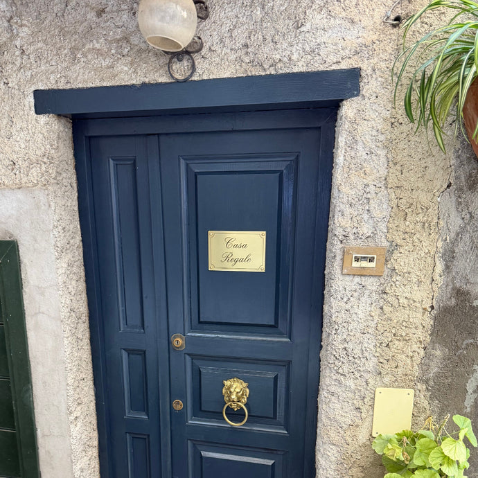 Brass House Name Sign in its New Home