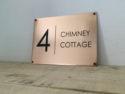 Bronze house name & number plaque, custom bronze address sign.