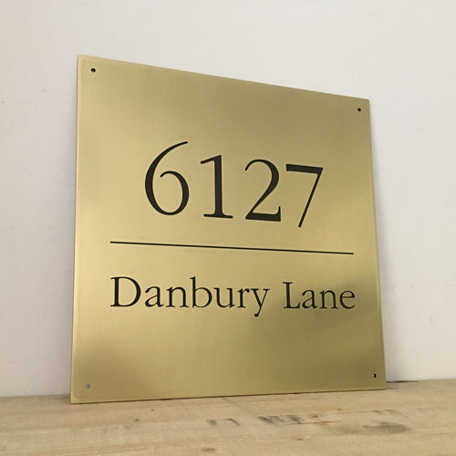 Solid brass house name & number sign, custom engraved to order - 3Dprintshed