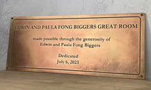 Solid bronze hospitality signage - room name plate made in antiqued aged bronze.