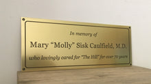 Brass memorial & dedication plaque, made to order from solid brass metal by 3Dprintshed