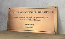 Bronze room name plate, vintage bronze sign with aged patina finish.