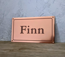 Copper name plate, copper memorial plaque.