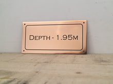 Real bronze depth plaque, bronze sign with custom lettering and engraved border.