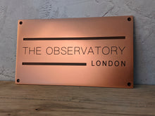 Custom copper restaurant sign, deeply engraved.
