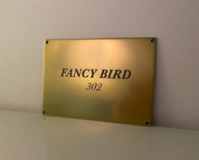 Polished brass house plaque with custom numbering / lettering in any font - made by 3Dprintshed