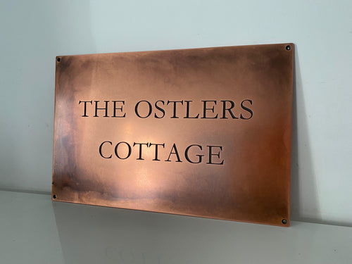 Aged copper house sign, made to order in thick solid copper by 3Dprintshed.