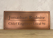 Distressed copper plaque, solid copper nameplate with antiqued finish, custom-made by 3Dprintshed.