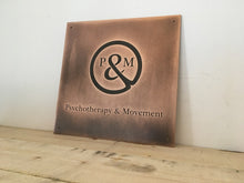 Rustic copper business sign, copper plaque with deeply engraved design, made by 3Dprintshed.