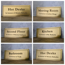 Personalized brass metal text signs, brass dedication plaques with text and border, other designs also possible - 3Dprintshed