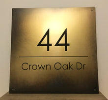 Antiqued brass address sign - rustic address plaque made from solid brass