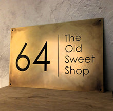 Antiqued brass metal signage, real brass business signs & plaque with antique finish - 3Dprintshed