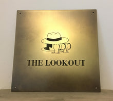 Custom brass business sign - solid brass metal business plaque with custom logo engraved