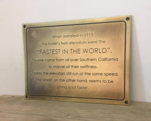 Custom engraved brass text plaque - brass dedication plaque with long text